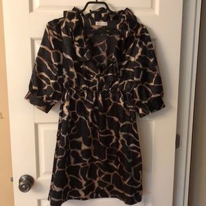 Animal print midi silk dress